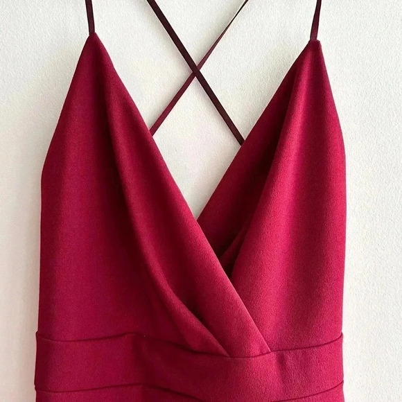 Windsor Strappy Dress Asymmetrical Slit, Red Wine Cocktail Dress, Size Small - Picture 16 of 16